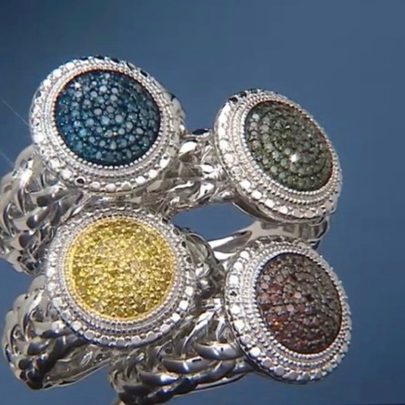 Affinity QVC Red Diamond Ring 1/4 cttw Sterling Silver Ring Size 8 - Picture 10 of 12